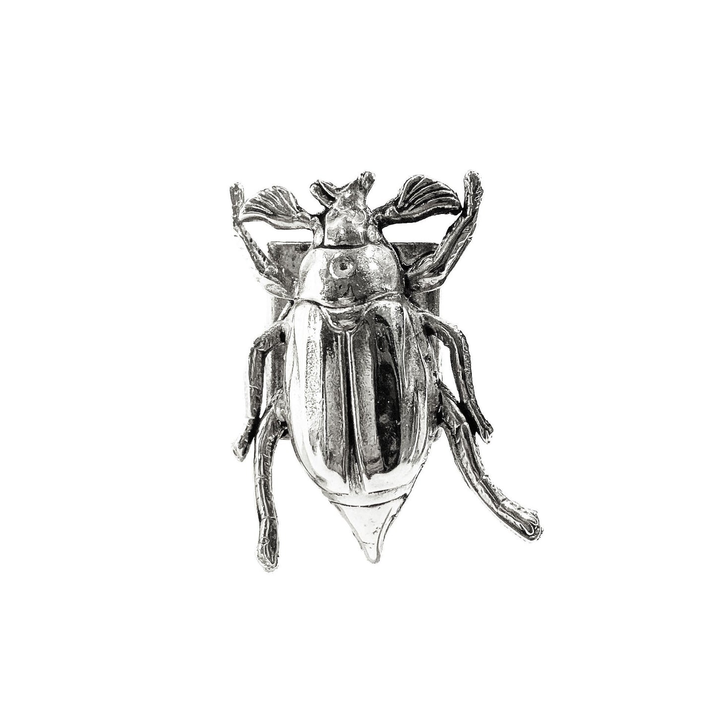 Silver cockshafer beetle ring