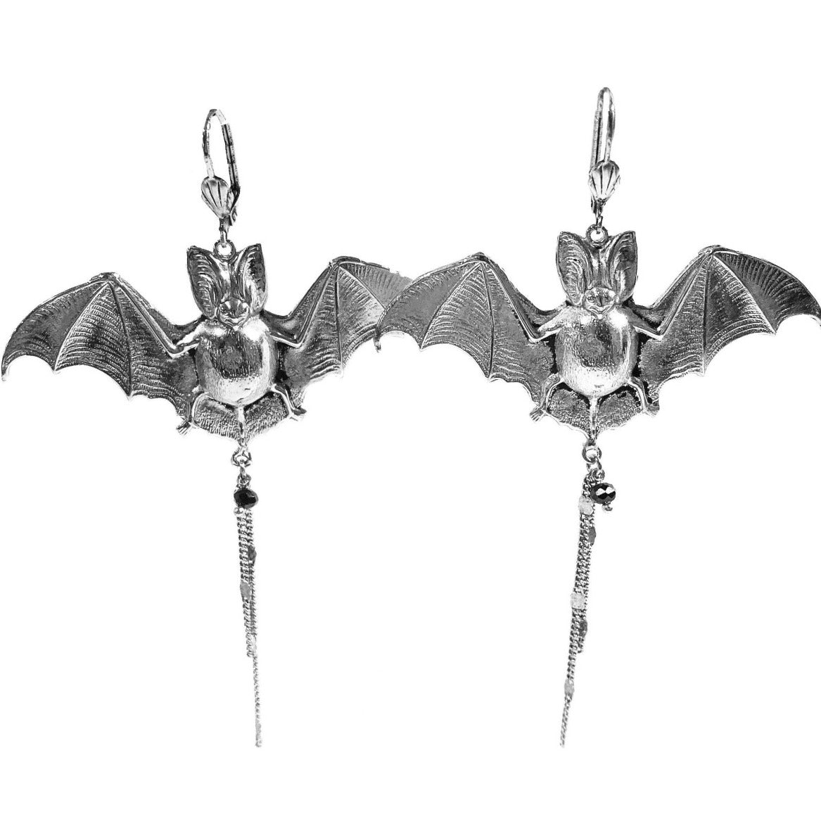 SILVER BAT EARRINGS