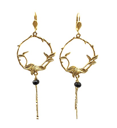 Gold Flower Creole Earrings