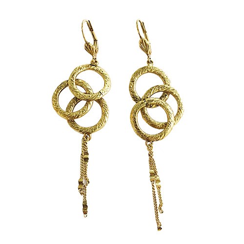 GOLD-PLATED HOOP AND CHAIN EARRINGS