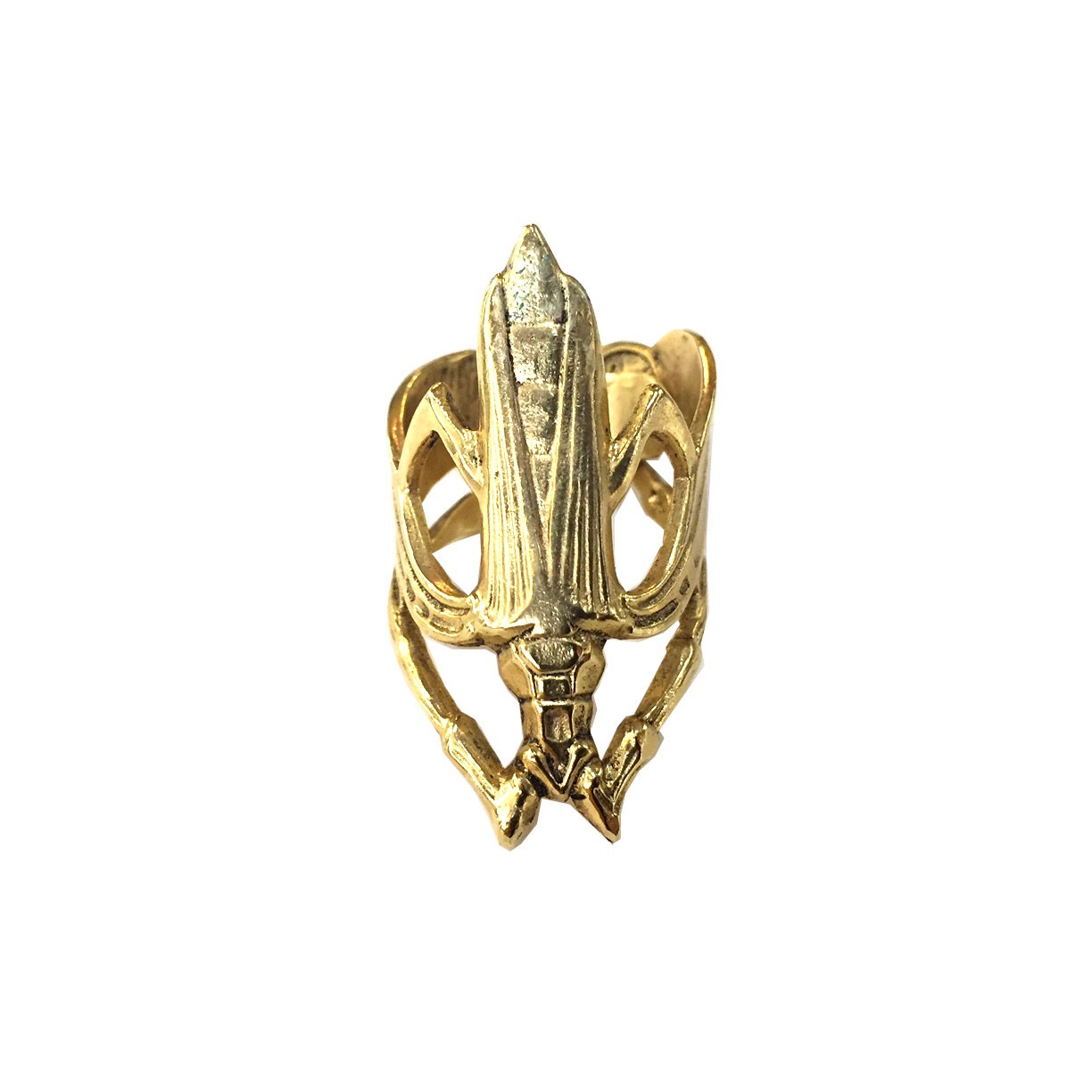 Gold winged beetle ring