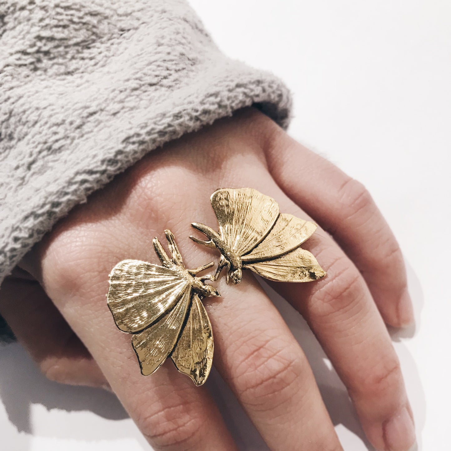 Double Small Butterfly Gold Ring