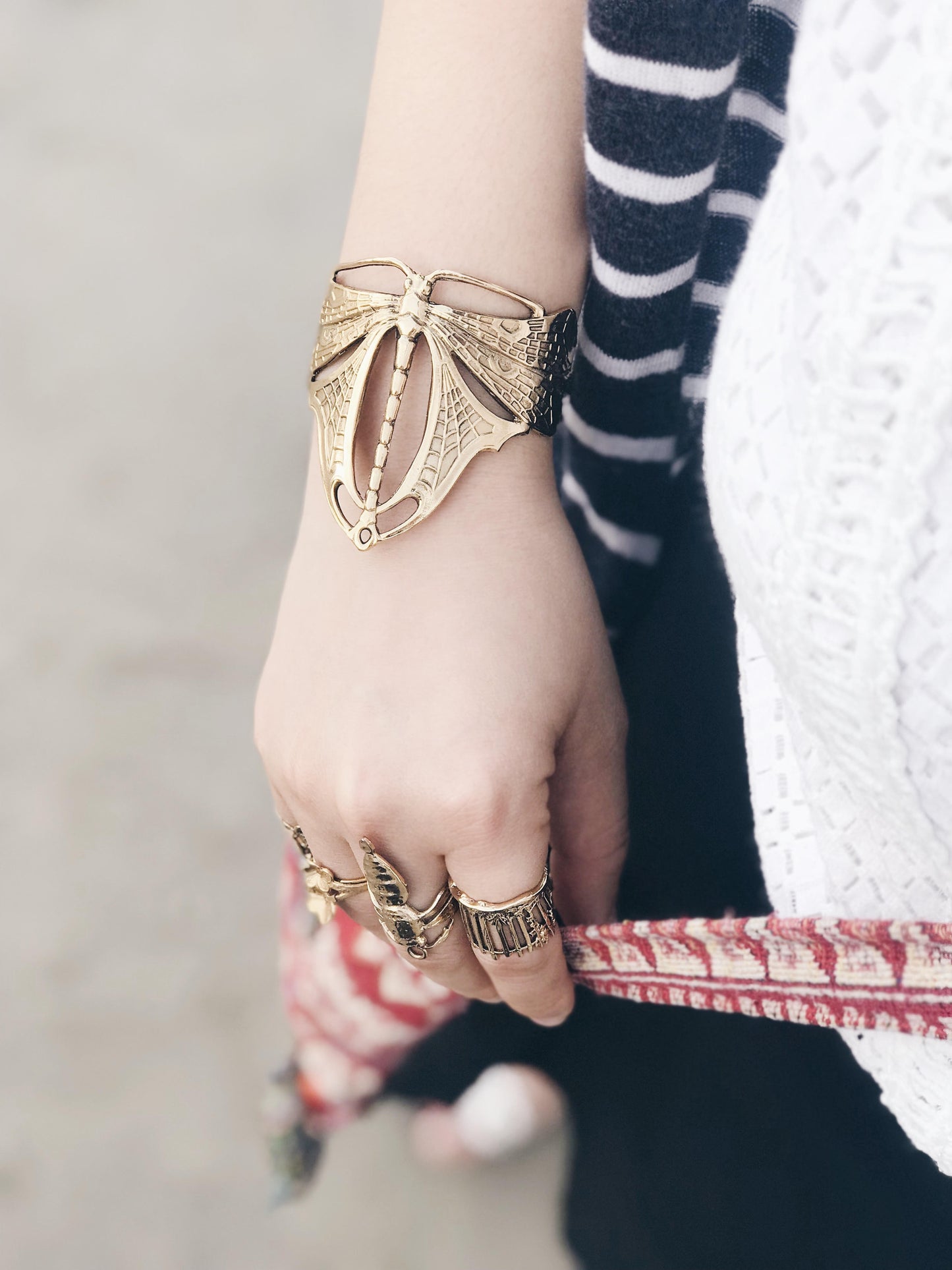 Gold Flying Dragonfly Bracelet