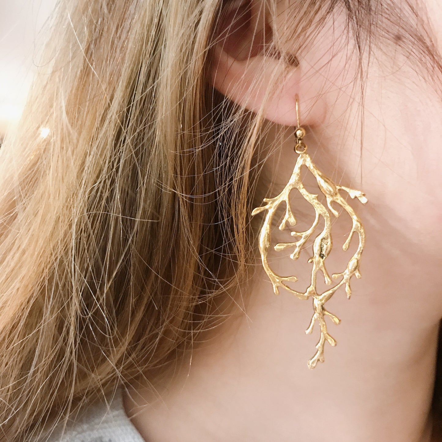 Gold-plated Algue earrings