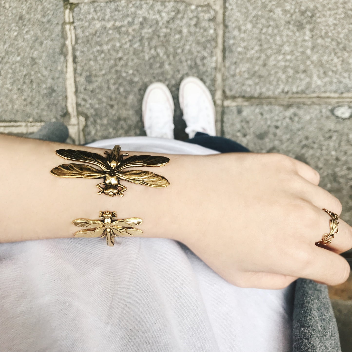 DOUBLE GOLD DRAGONFLY BRACELET