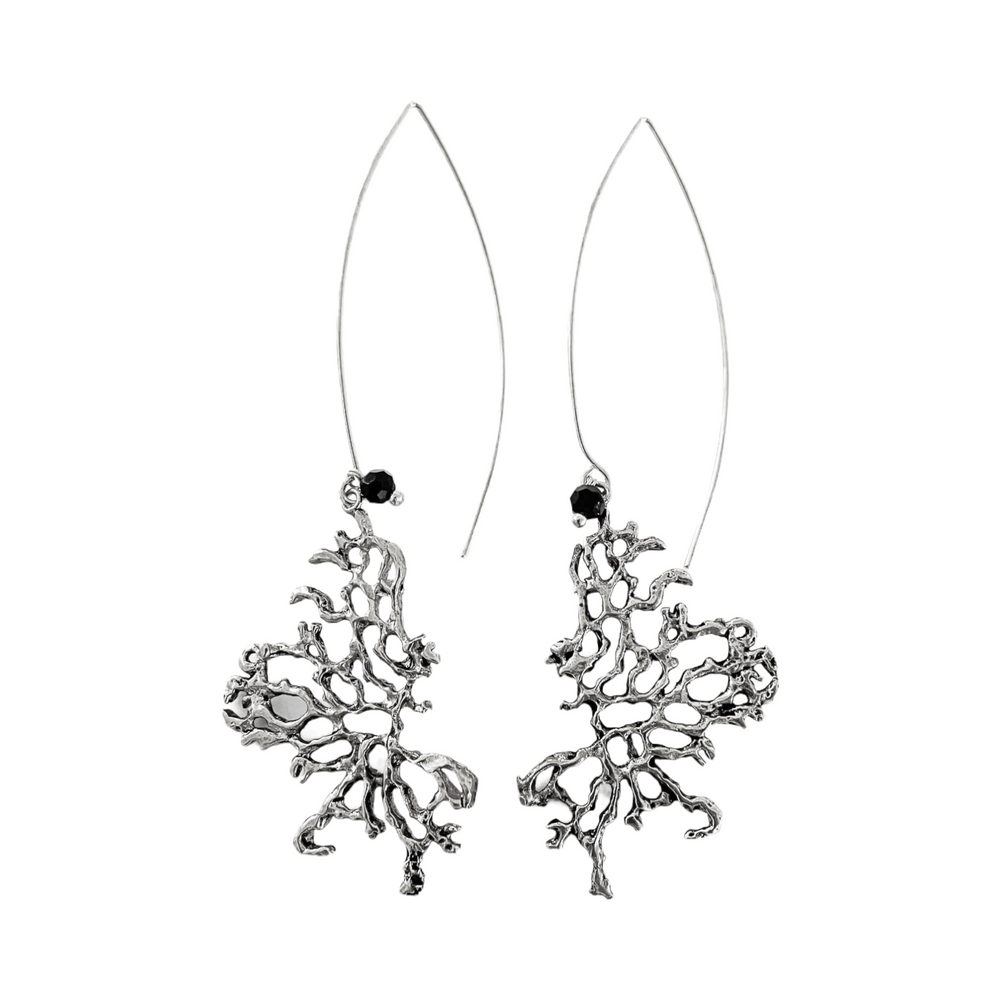 Silver-plated seaweed stud earrings