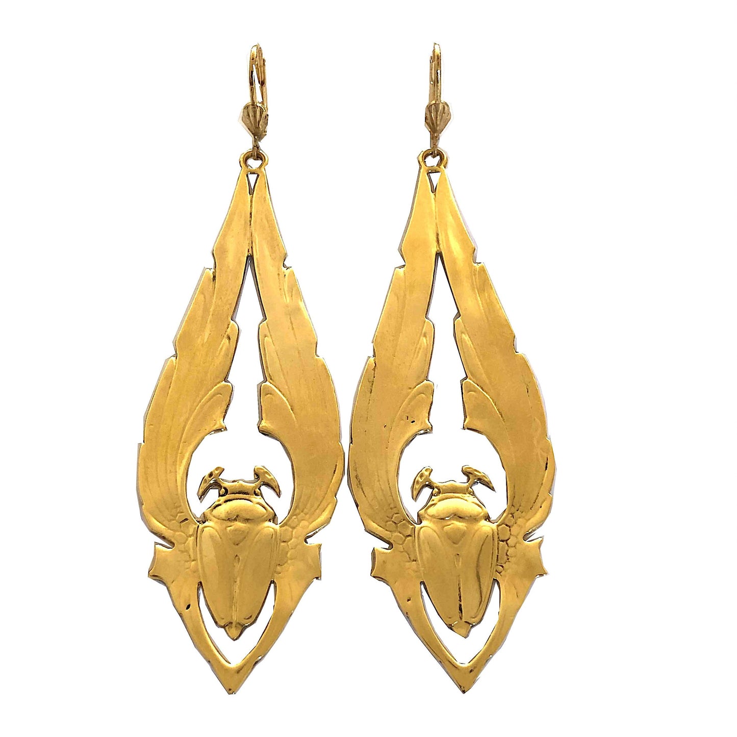 Gold-plated Long beetle Earrings
