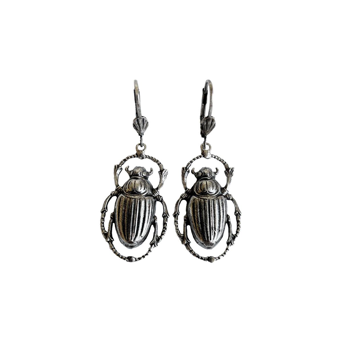 Boucles d'Oreilles Scarabée Cléo argentées
