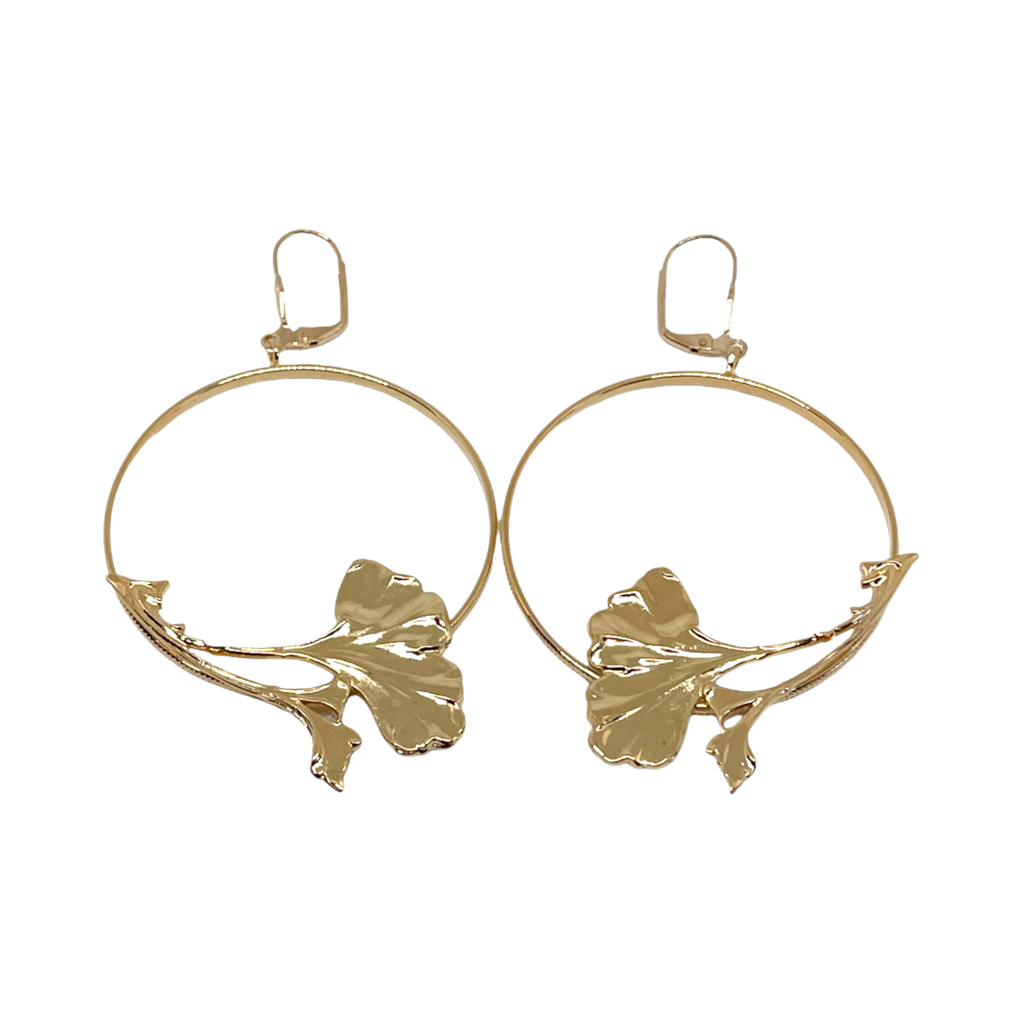 Ginkgo Orbit Gold Earrings