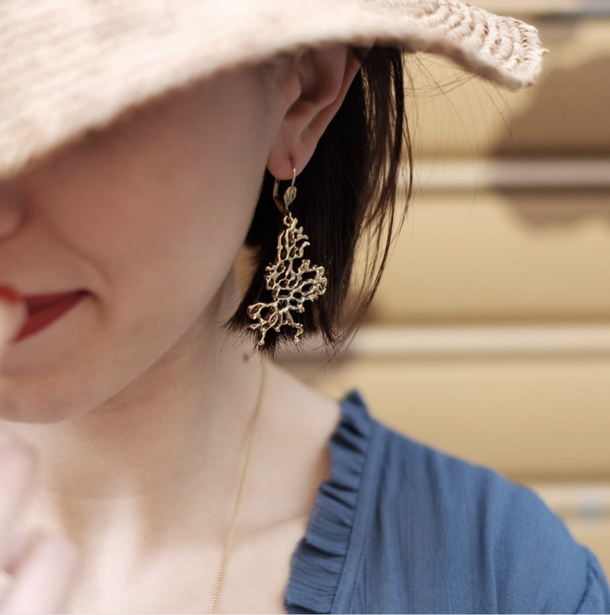Golden Coral Earrings
