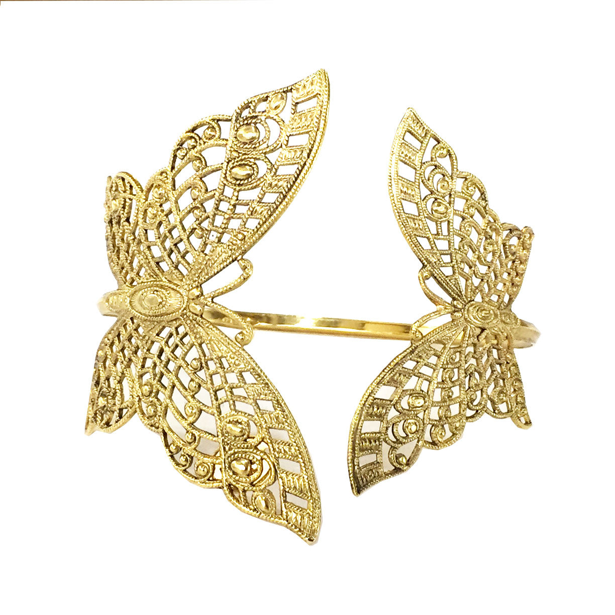 Double Butterfly Filigree Gold Bracelet