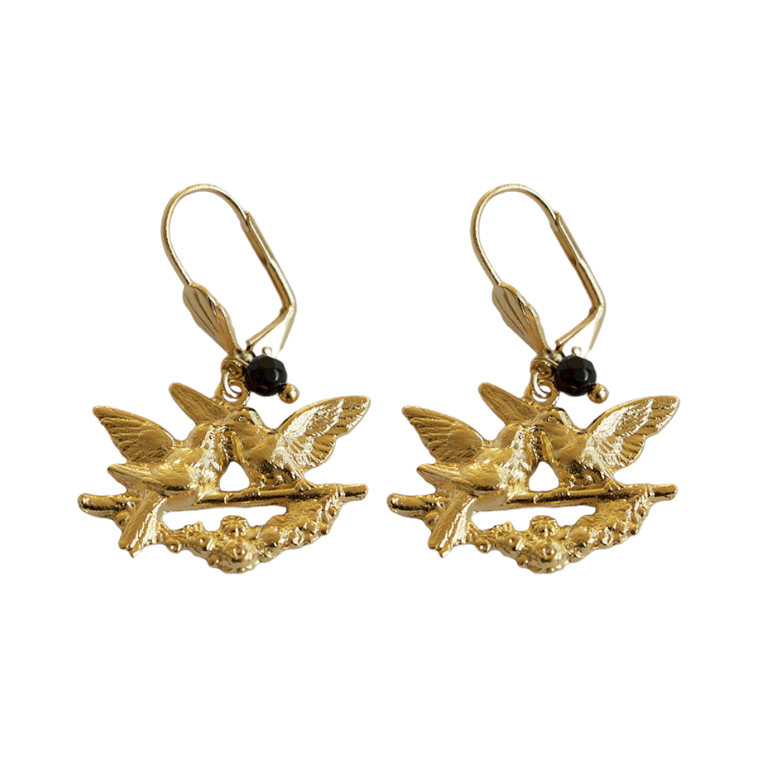 Love Birds Gold Earrings