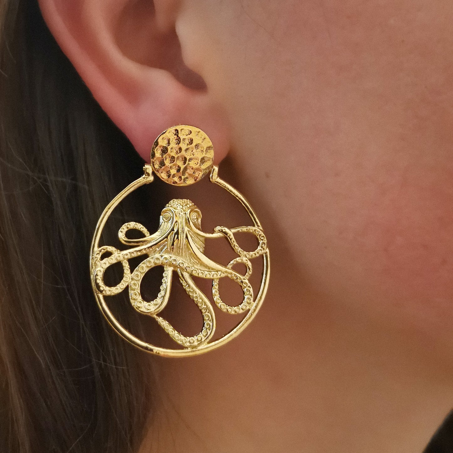 Golden Octopus Earrings