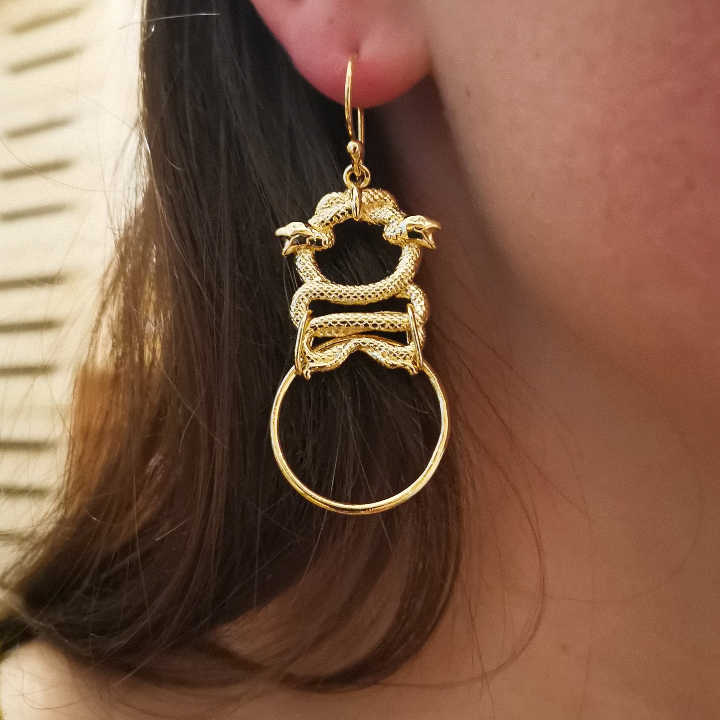 2 Snakes Gold Earrings