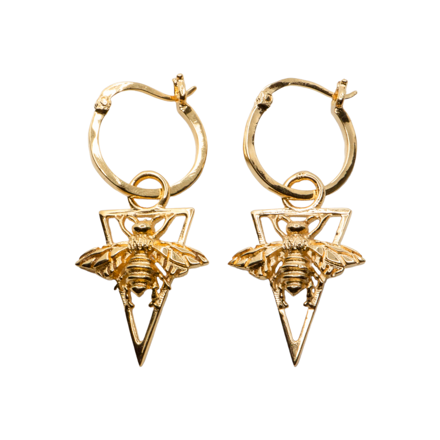 Golden Pendant Bees Earrings