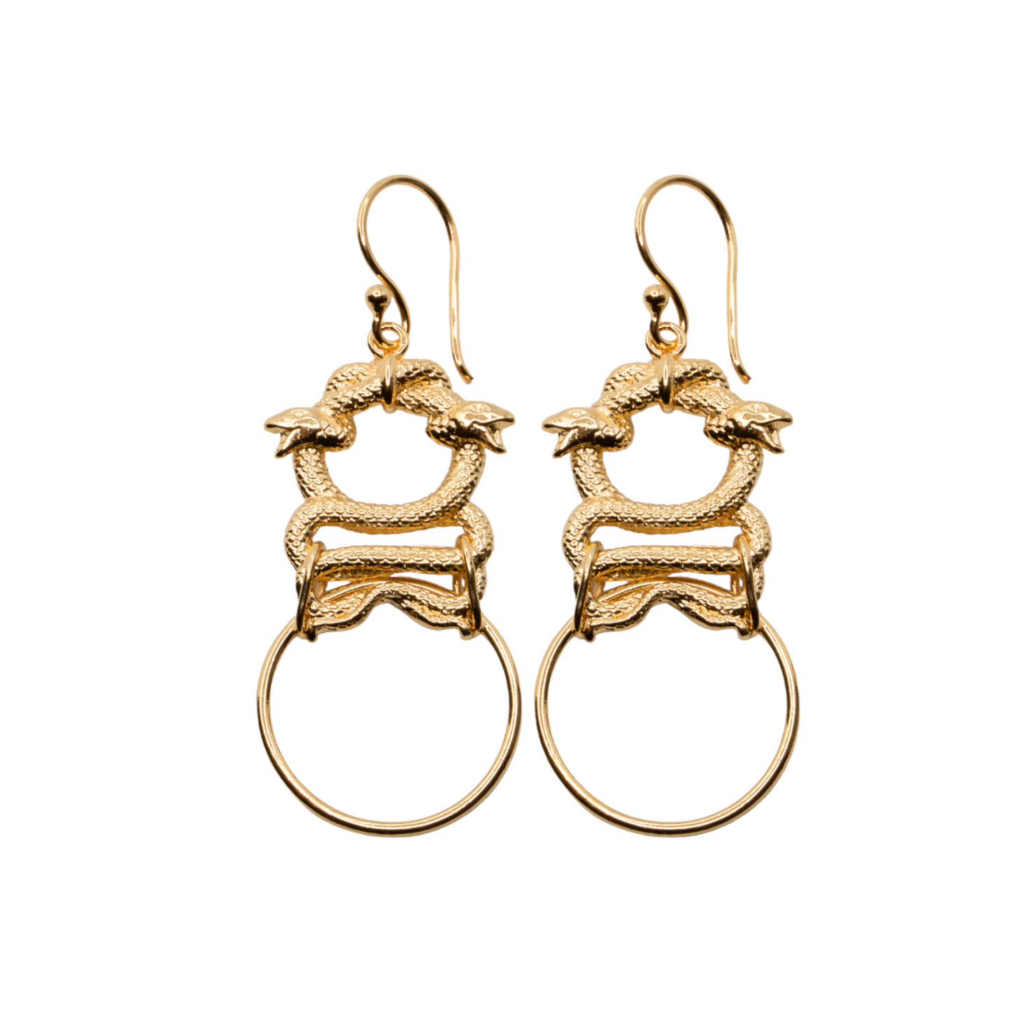 2 Snakes Gold Earrings