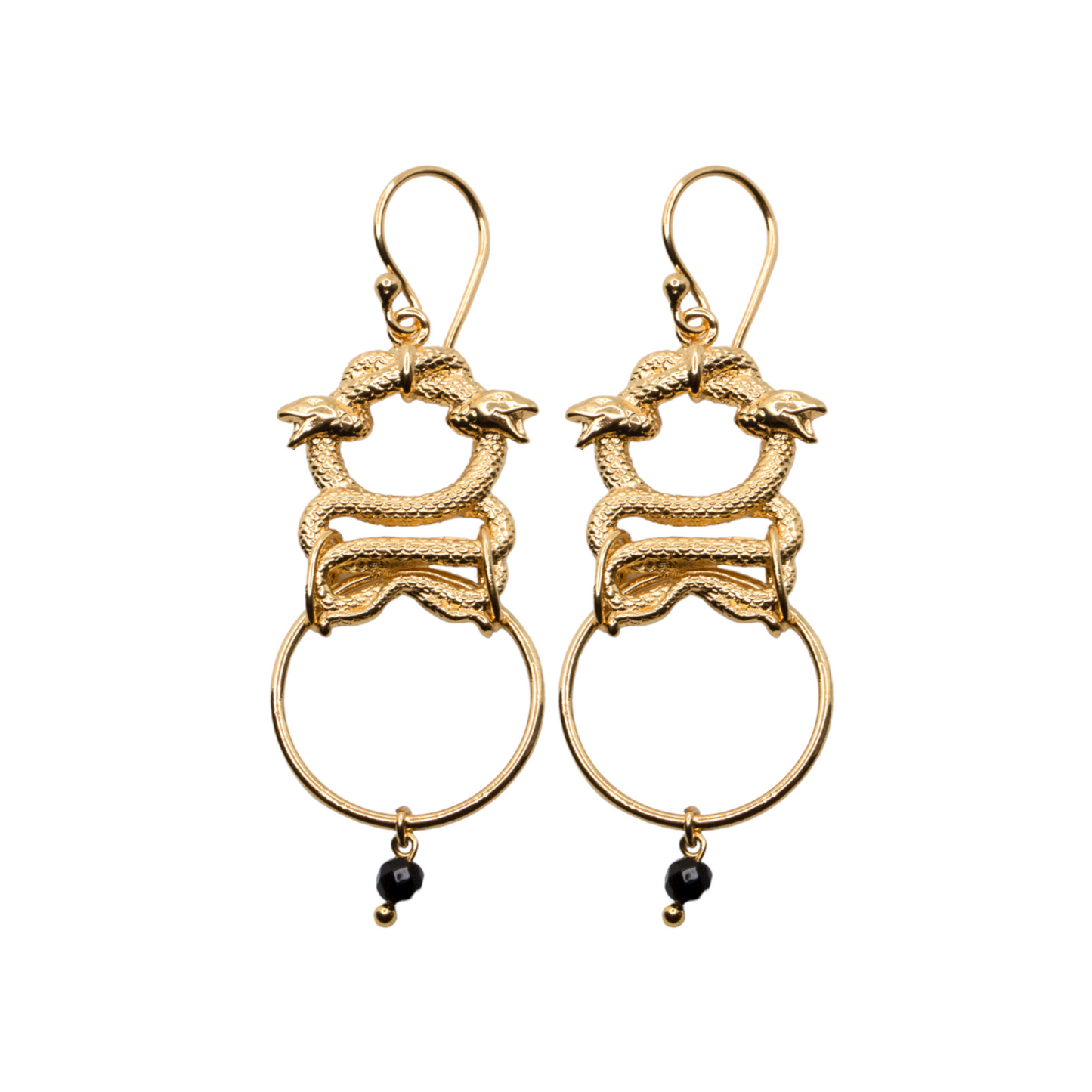 2 Snakes Gold Earrings