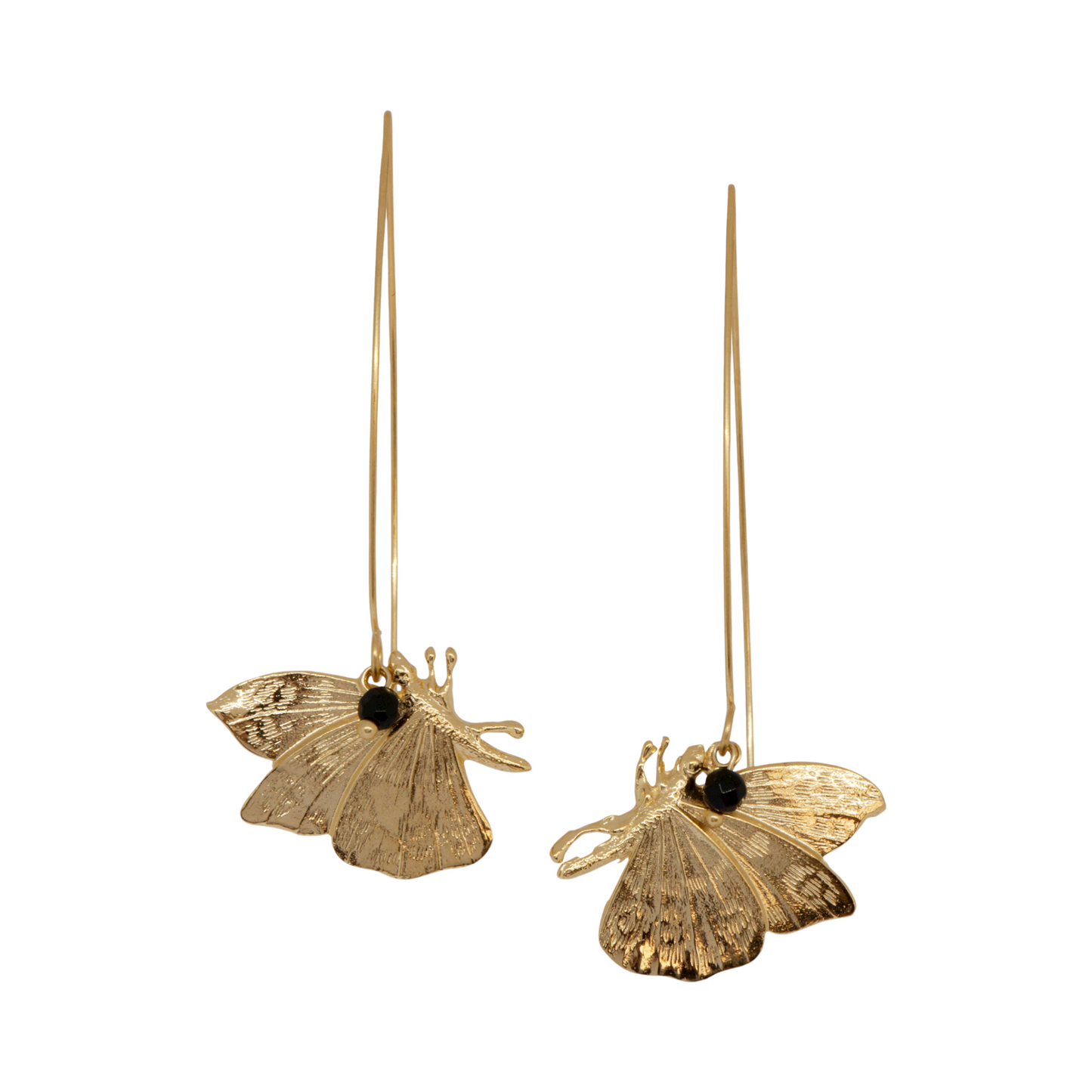 Gold-plated butterfly stem earrings