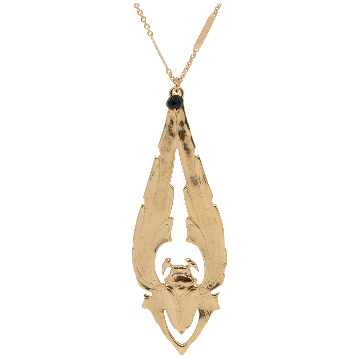 Long golden beetle necklace