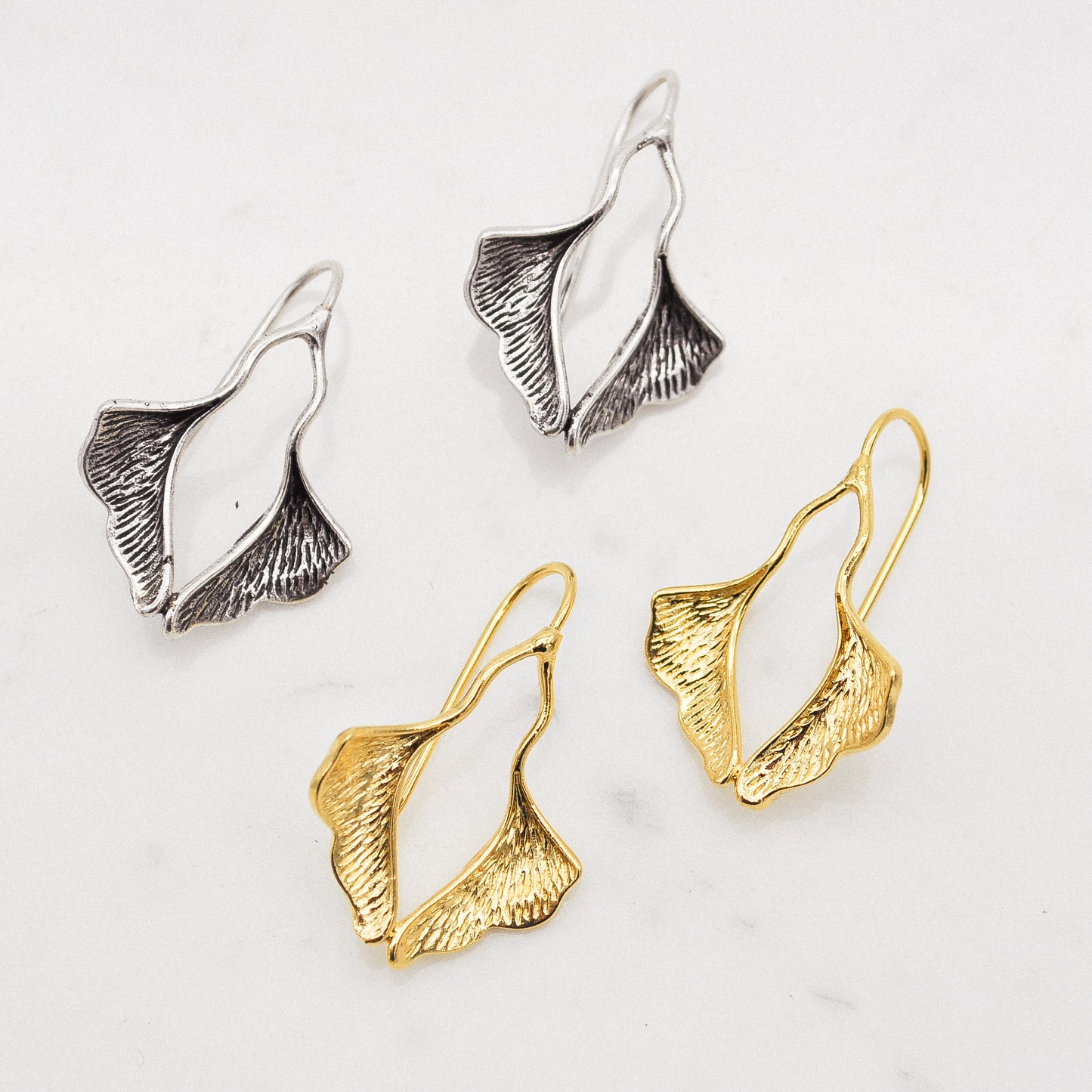 Gold-plated Small Ginkgo Earrings