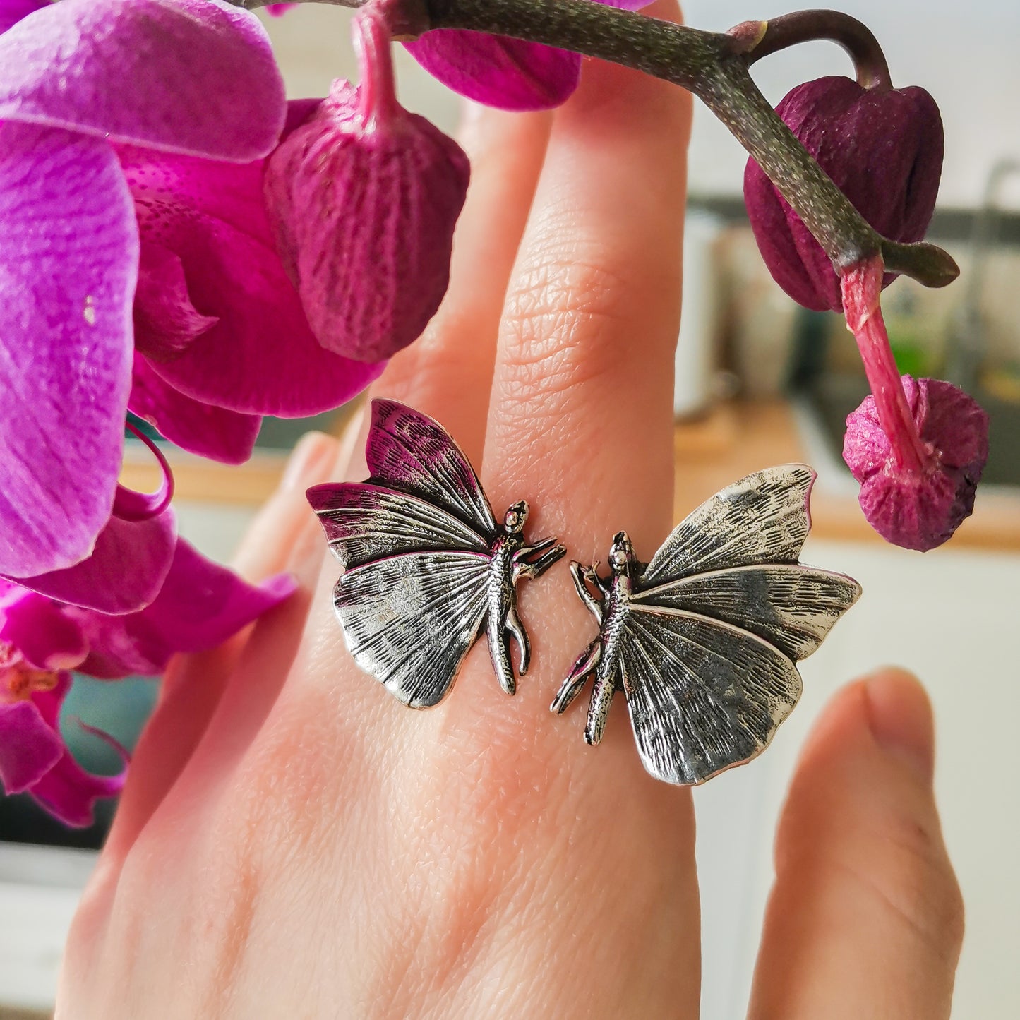 Double Small Butterfly Ring