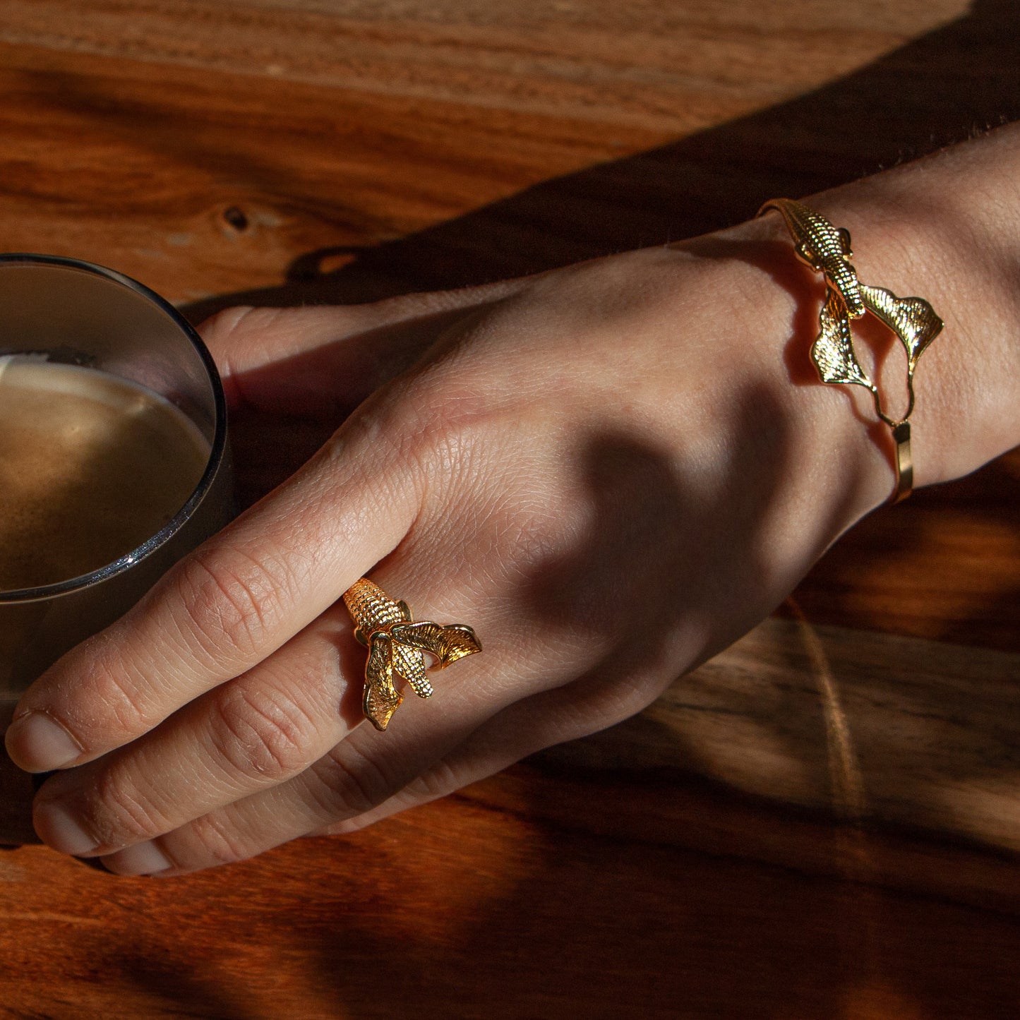 Gold Ginkgo Crocodile Bracelet