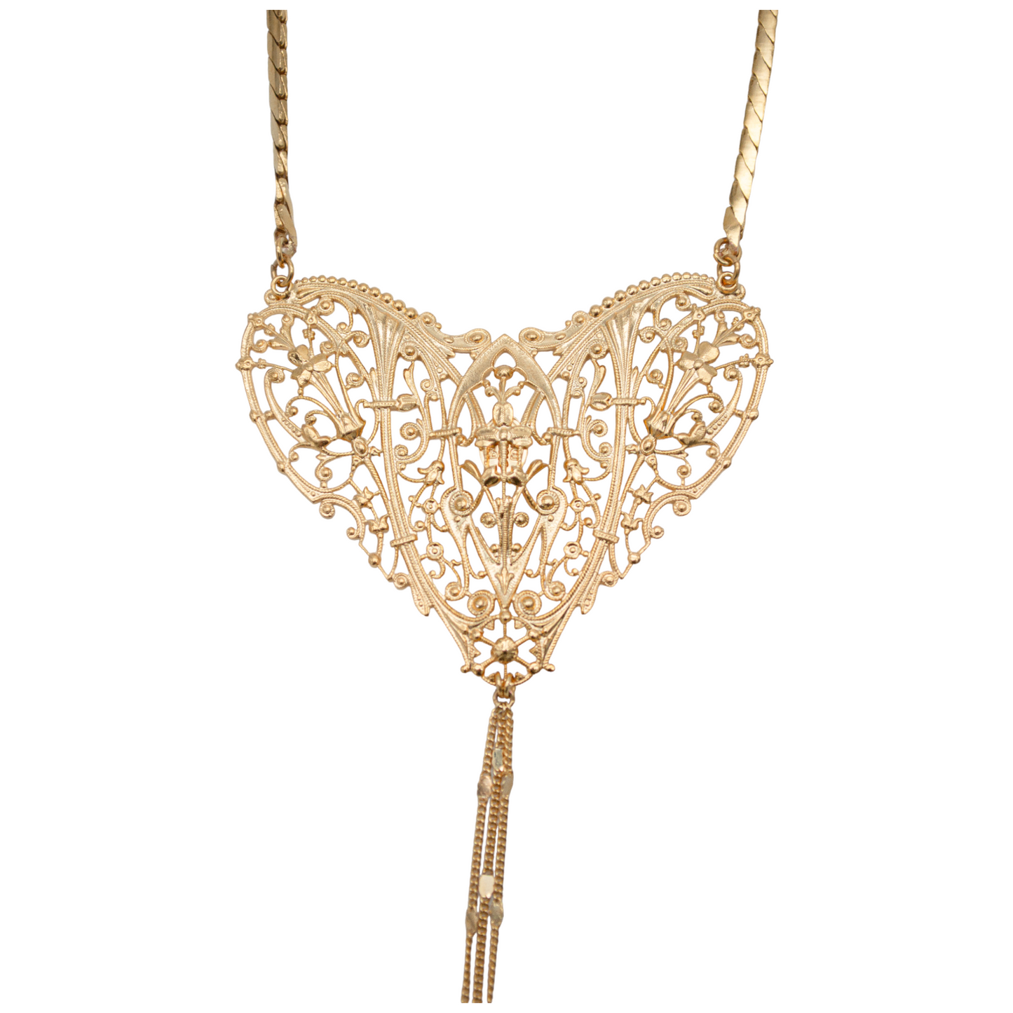 Grand Filigree Heart Gold Necklace