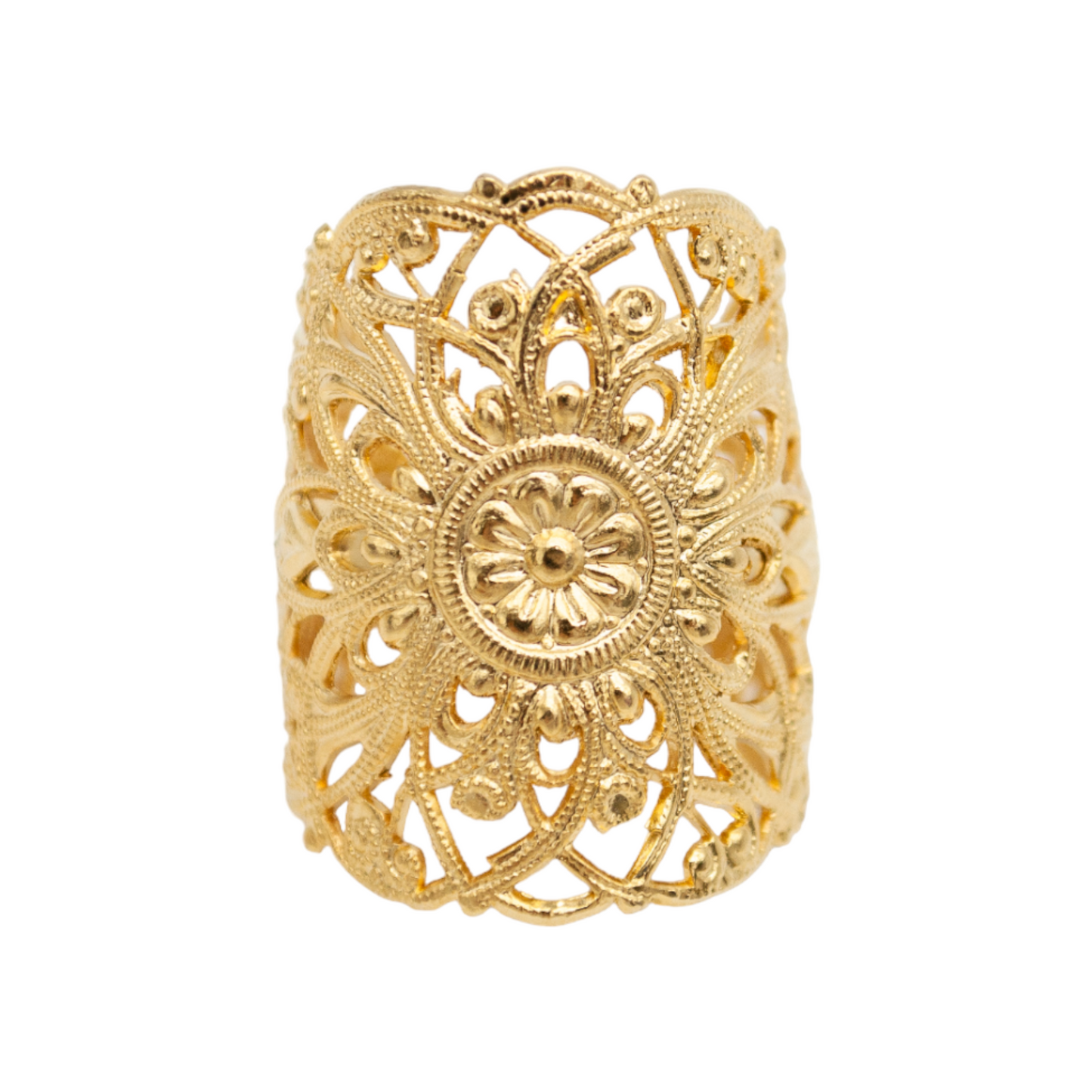 Filigree Mandala Gold Ring