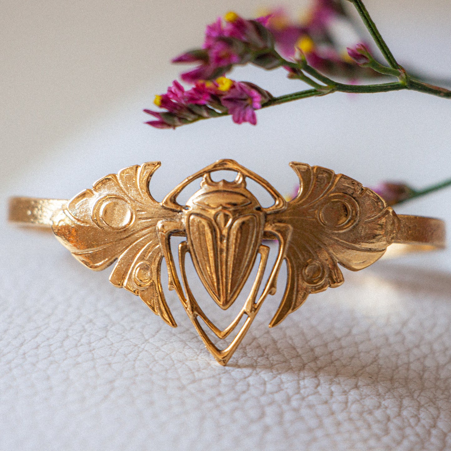 Gold beetle bracelet