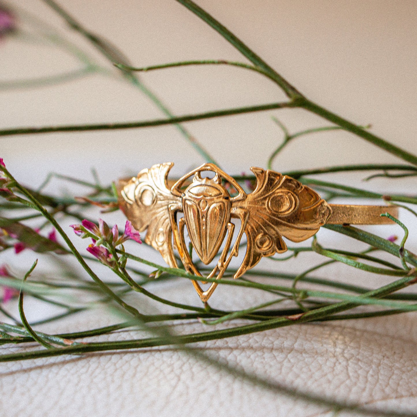 Gold beetle bracelet