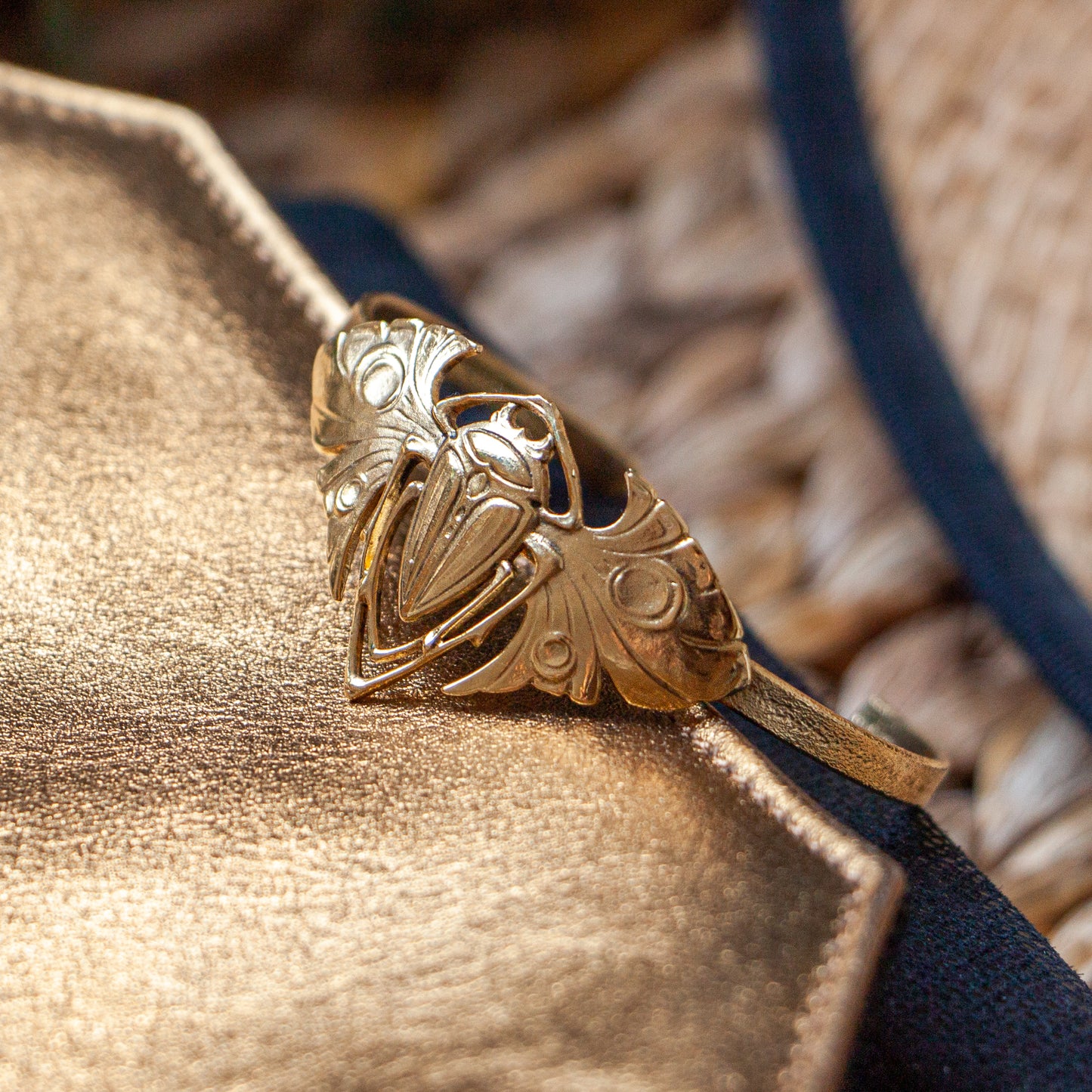 Gold beetle bracelet