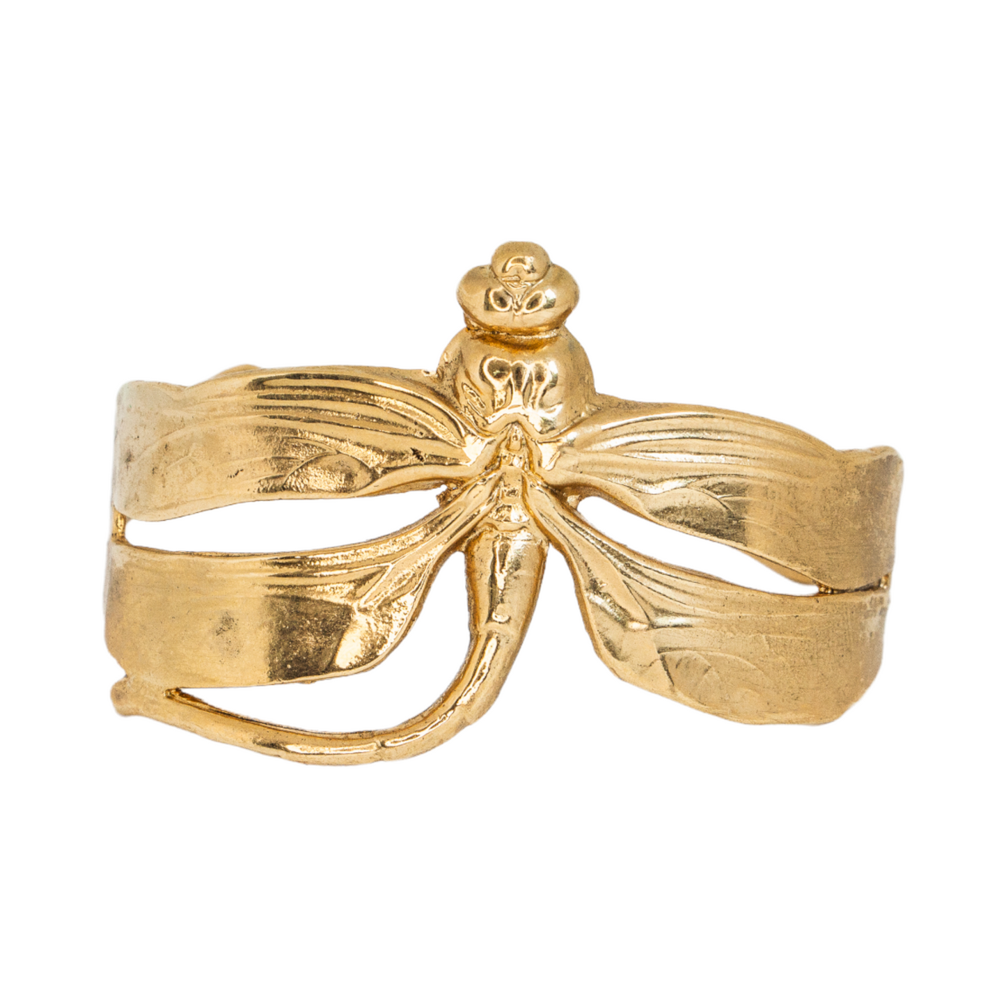 Curved Dragonfly Gold Bracelet