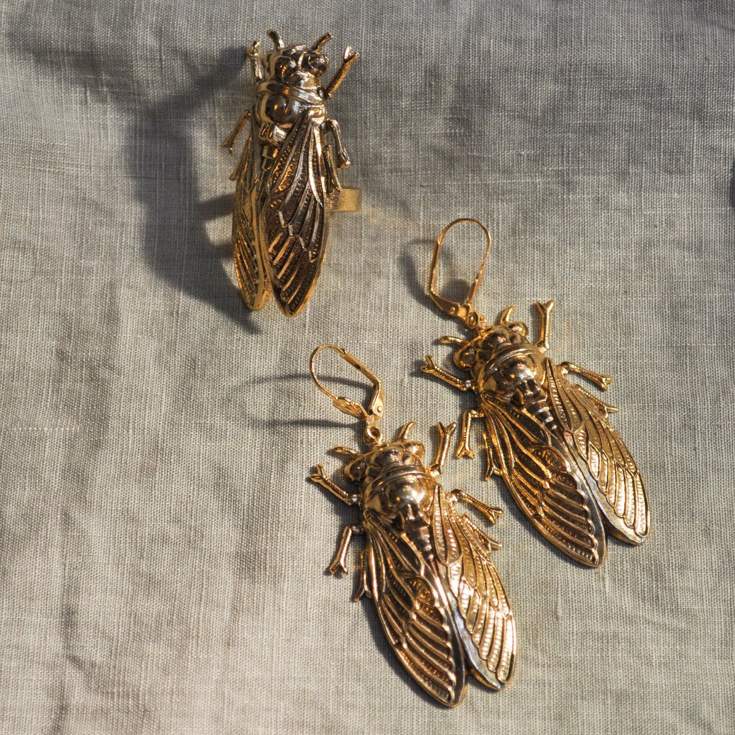 Golden Cicada Earrings