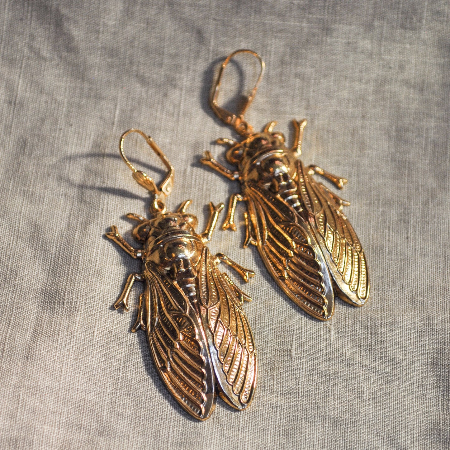 Golden Cicada Earrings
