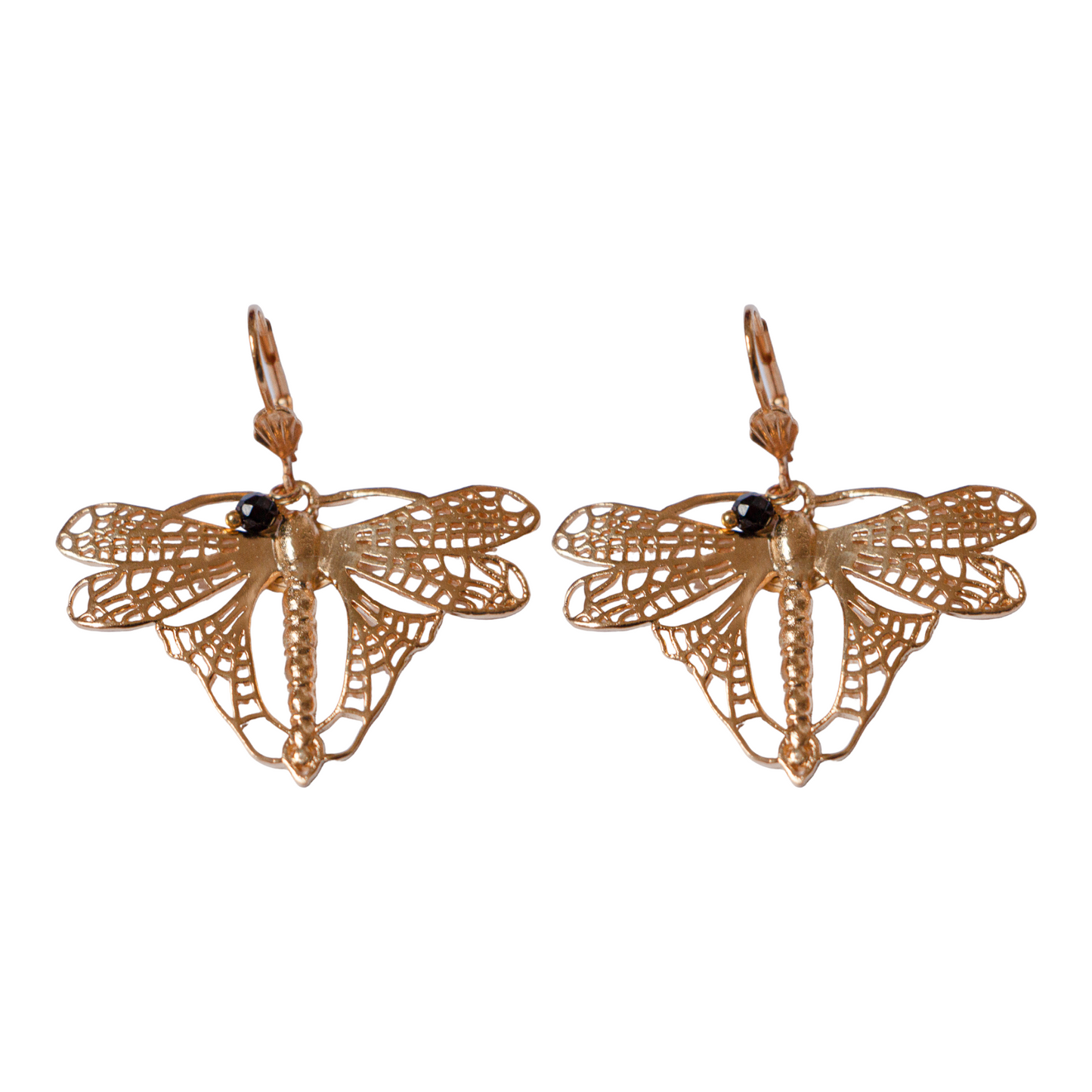Gold-plated Flying Dragonfly Earrings