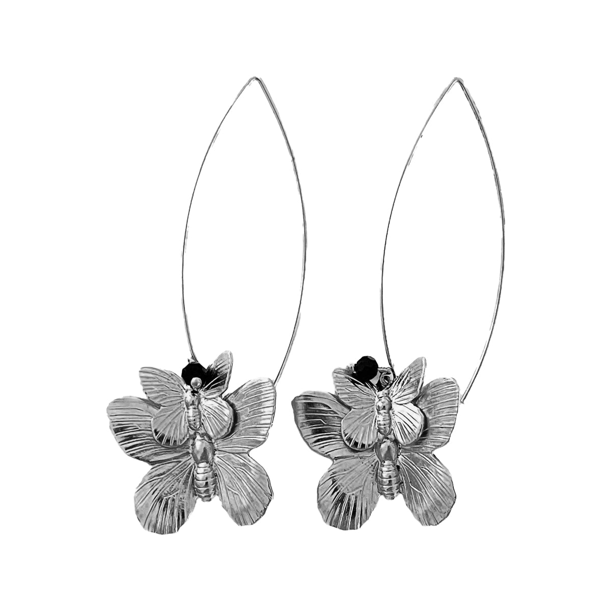 Silver Double Butterfly Earrings