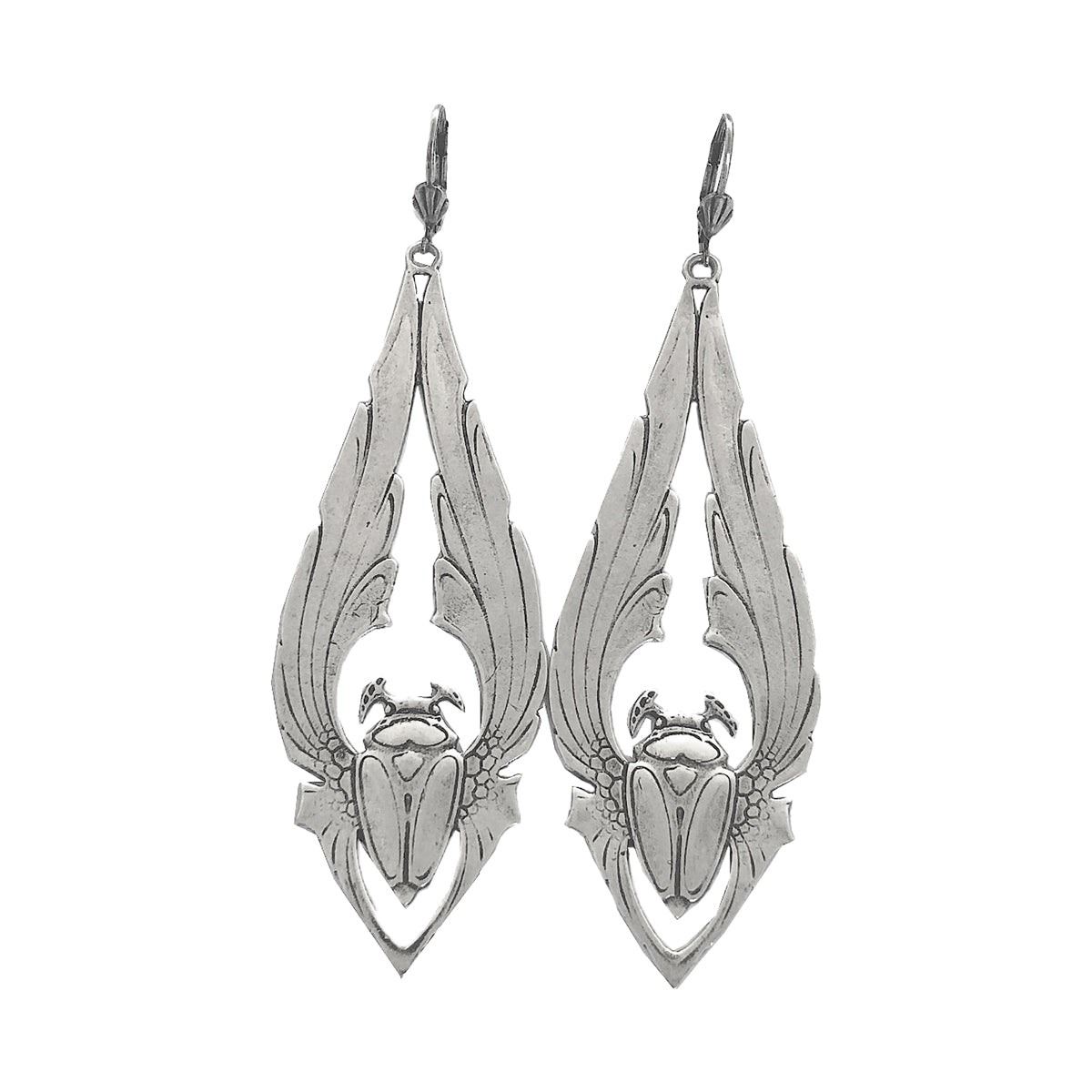 Long beetle Silver Earrings