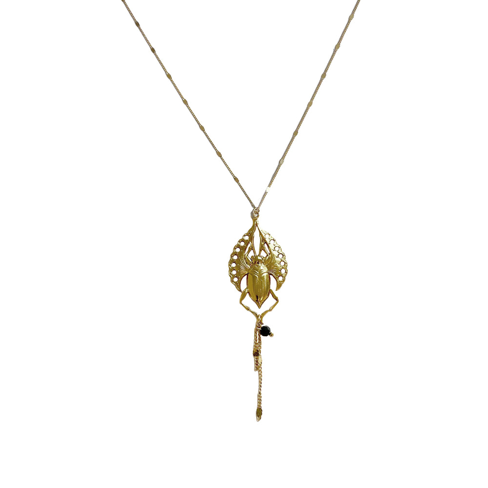Golden Scarab Beetle Necklace
