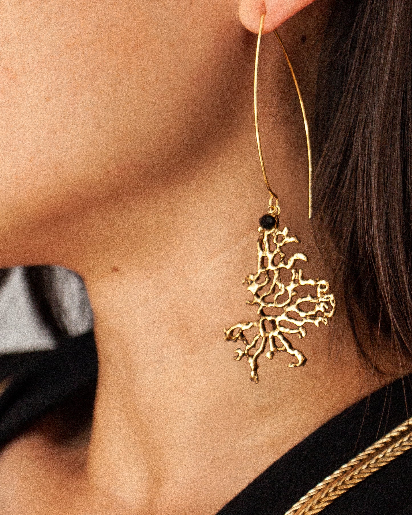 Gold-plated Tige Corail earrings