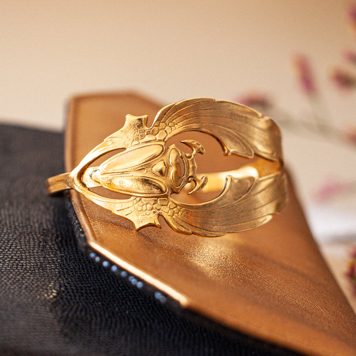 Long golden beetle bracelet