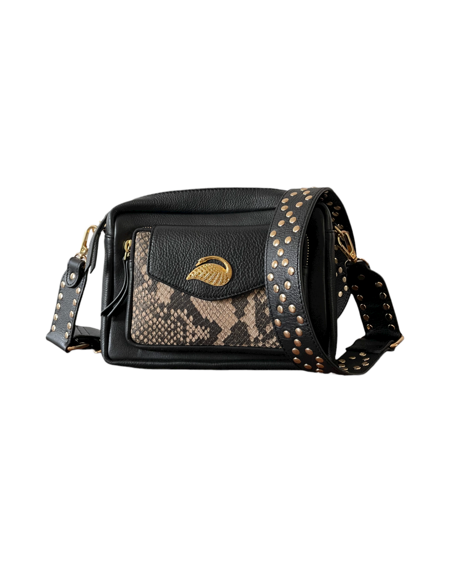 NUMERO 2-1 Swan Bag Black and Ecru Leather