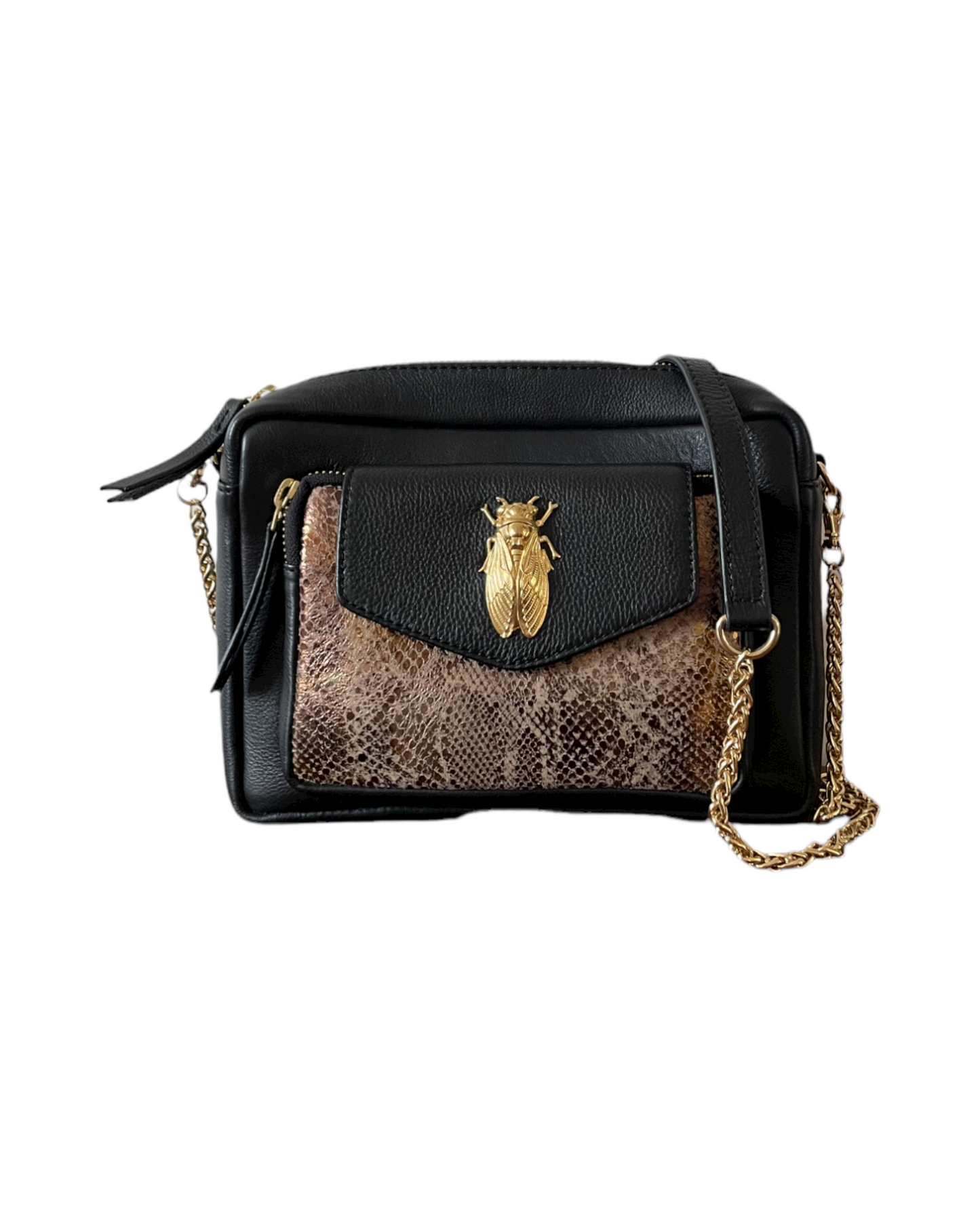 NUMBER 2-Cicada Leather Bag Black and Gold