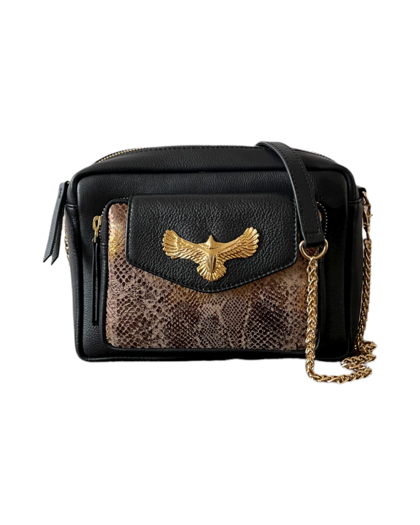 NUMBER 2-Aigle Leather Bag Black and Gold