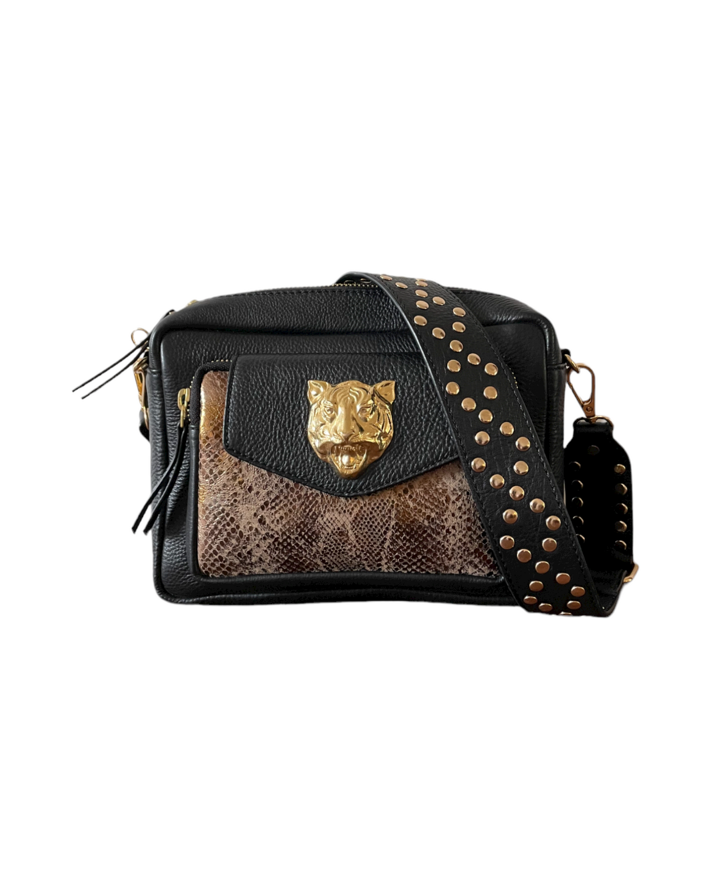 NUMERO 2-1 Panthere Bag Black and Gold Leather