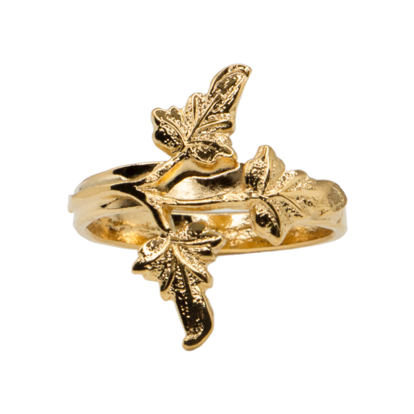 Golden Vine Leaves Ring