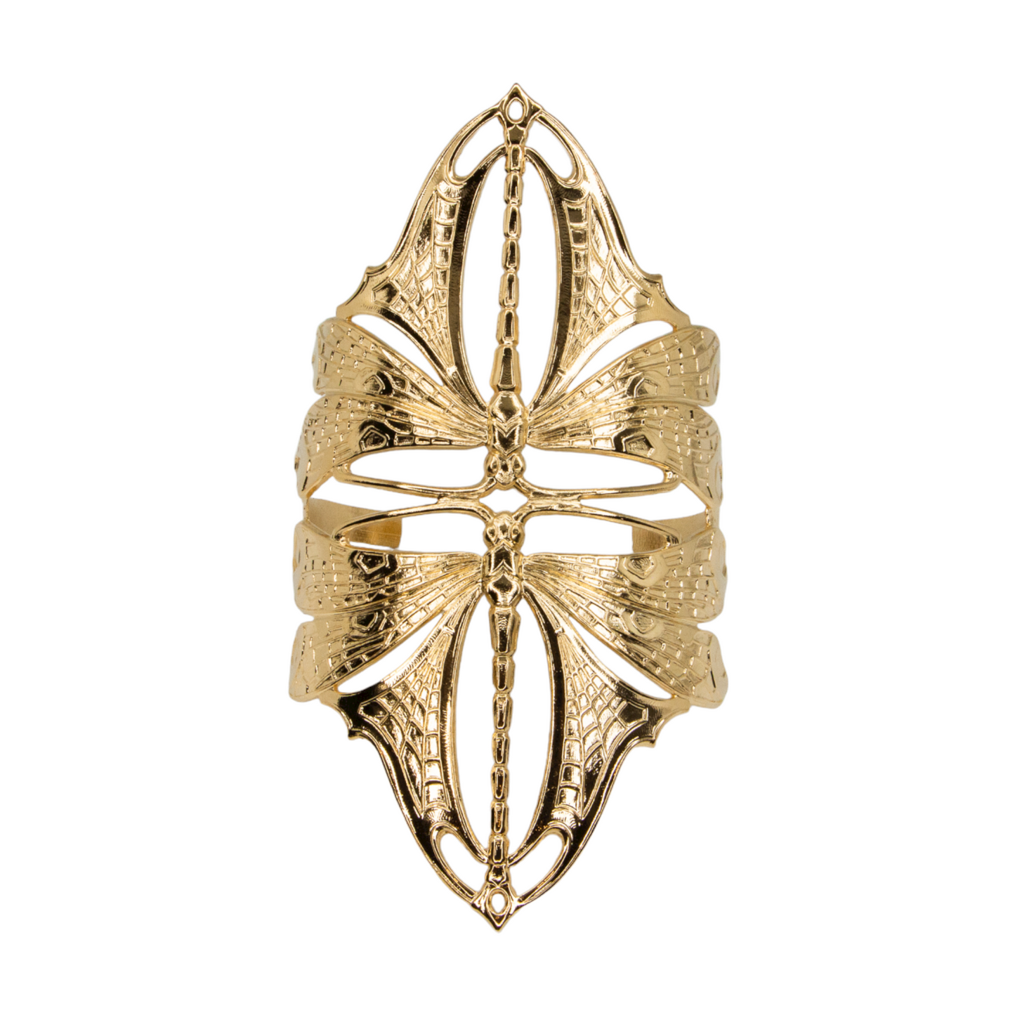 Double dragonfly gold cuff