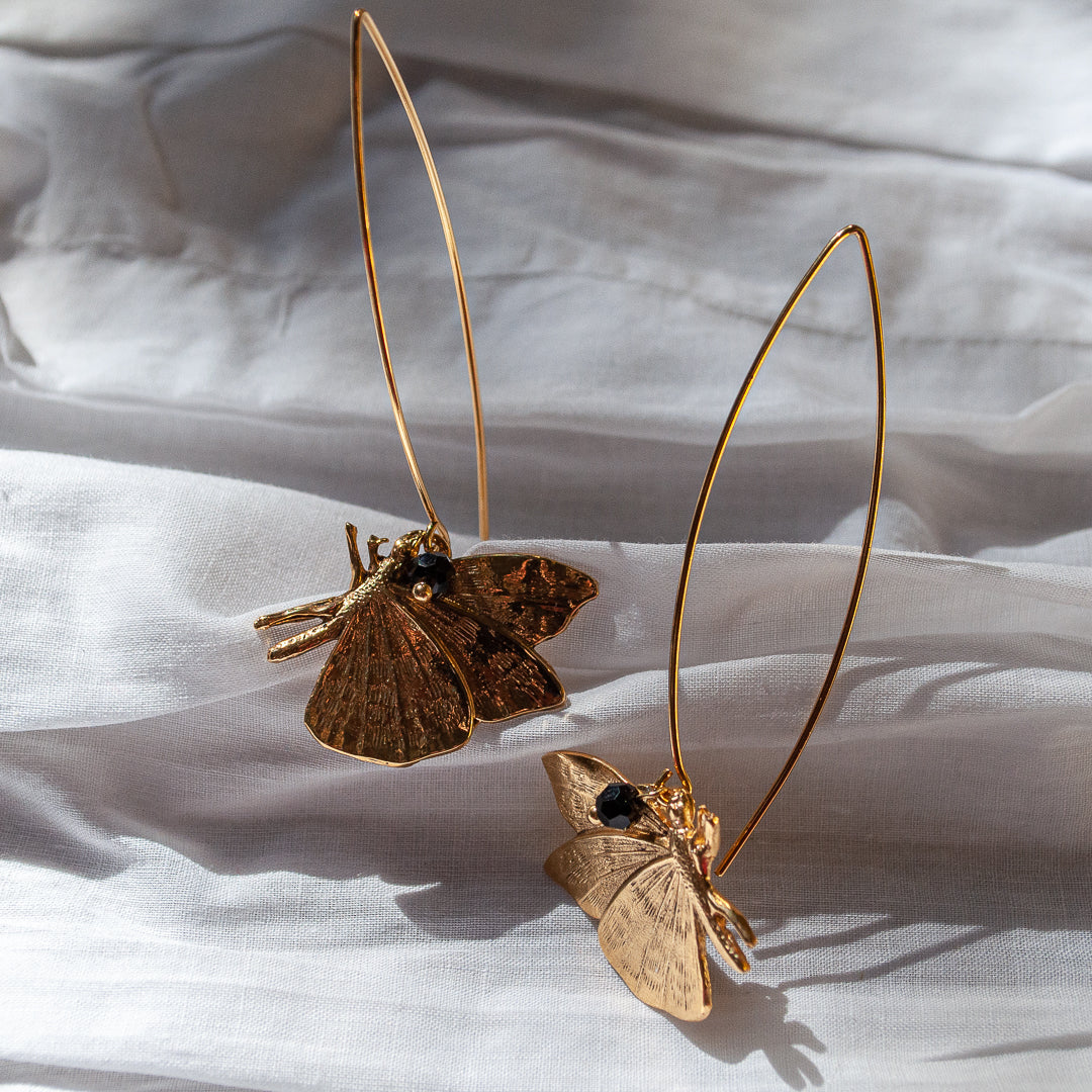 Gold-plated butterfly stem earrings