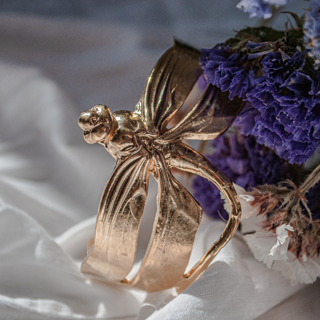 Curved Dragonfly Gold Bracelet