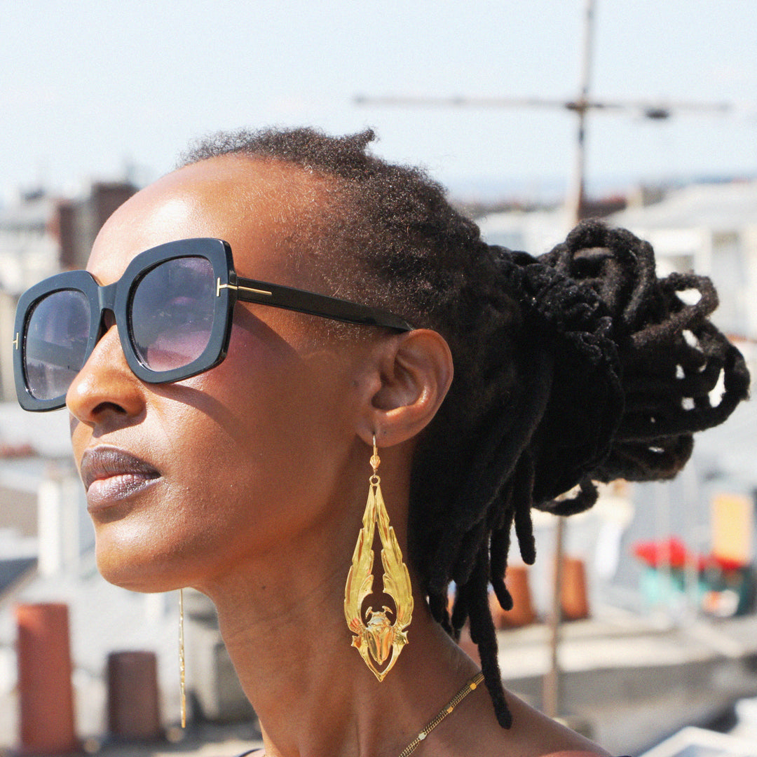 Gold-plated Long beetle Earrings