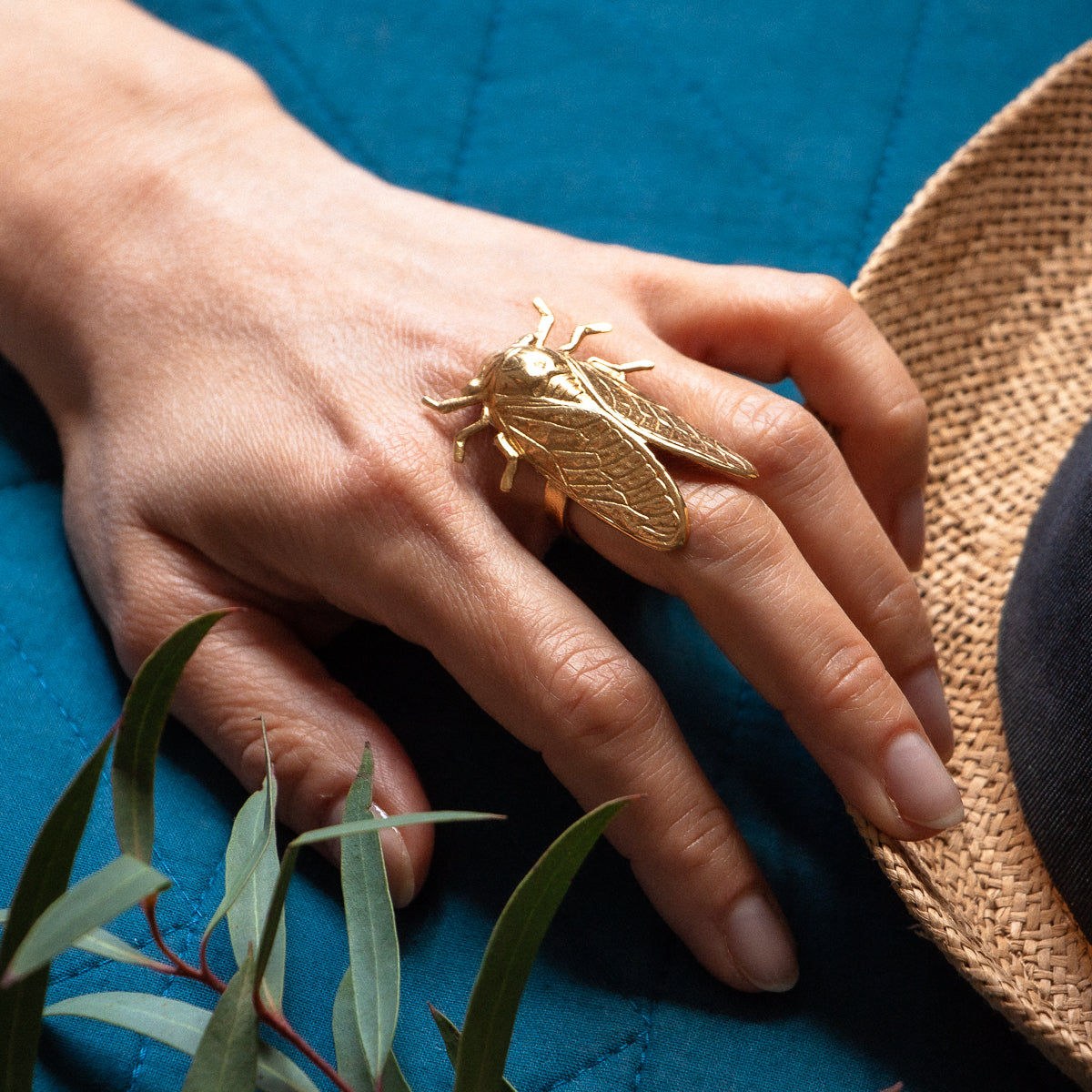 Golden Cicada Ring